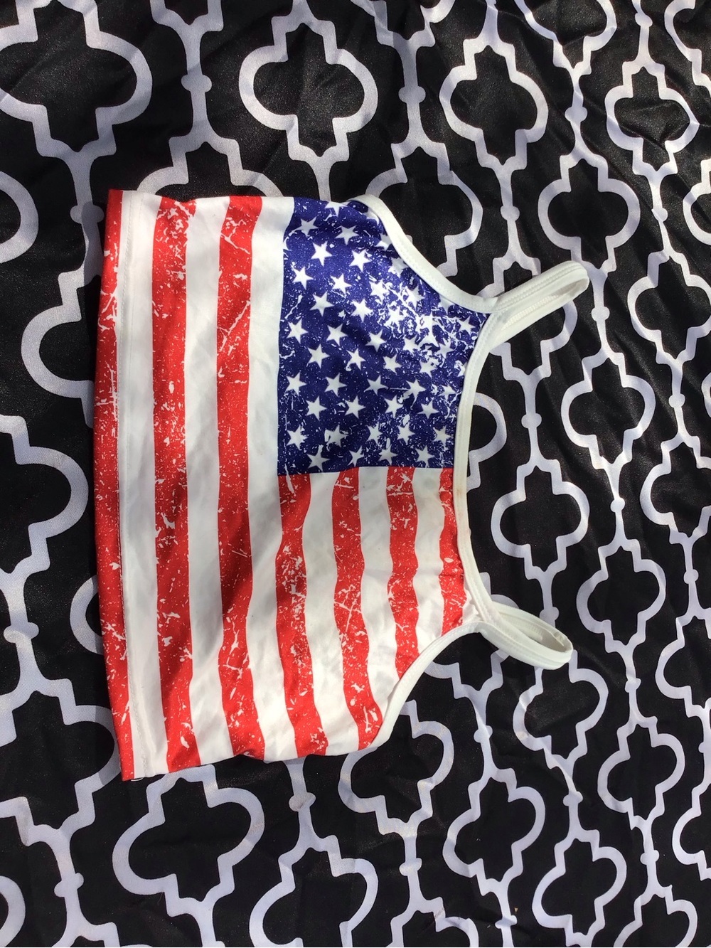 SHEIN Red White and Blue American Flag Crop Top